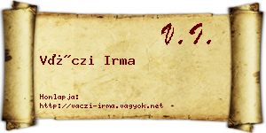 Váczi Irma névjegykártya