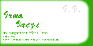 irma vaczi business card